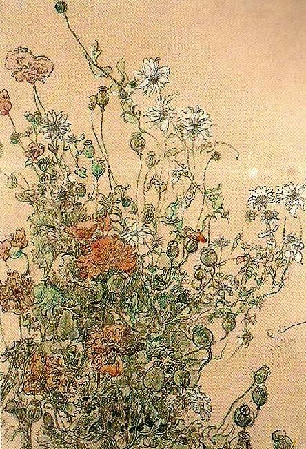 Carl Larsson sommarblommor Norge oil painting art